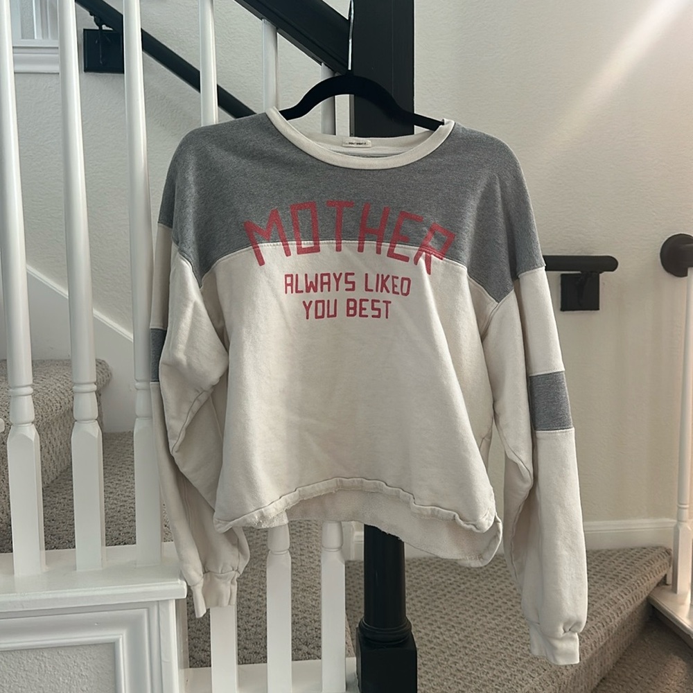 MOTHER Gray and White Sweater
